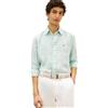 Tommy Hilfiger Uomo Camicia Linen Essential Gingham Regular Fit, Turchese (Crushed Mint/Check), M