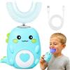 Yfjyxen 360° Spazzolino Ultrasonico Bambini, Spazzolino Automatico Dinosauro Brush Con Testine In Silicone E Luce LED, Masticabile Impermeabile IPX7 Per Lavarsi I Denti Più Facilmente(Green 6-12 Year)