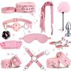 WreGmgg Set Di Allenamento Multifunzionale Di 12 Pezzi In Pelle, Bastone Di Piuma, Corda Di Nylon, Maschera Occhio Sonno, Set Portatile Della Camera Da Letto - Accessori Di Allenamento - D-4 (Rosa)