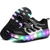 Axcer LED Luci Brillantini Skateboard Scarpe USB Ricaricare Sportive con Rotelle Retrattile Doppia Ruota Sneakers Outdoor Multisport Luminose Calzature da Ginnastica per Bambini Ragazze e Ragazzi