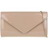 Girly Handbags Pochette da donna tinta unita lucida, Nude, W 25, H 14, D 6 cm (W 10, H 6, D 2 inches)