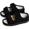 ITODA Pantofole gonfie per diabetici da uomo, vestibilità larga, con punta aperta, extra larghe, per edema, regolabili, comode, per anziani, antiscivolo, per casa e per interni, Nero, 41-42 EU