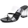Bviennic Donna Mules Tacco Alto a Blocco Moda Punta Aperta Senza Chiusura Festa Sandals 1046 Nero Numero 36.5 Eu/37Cn