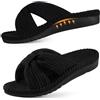 Litfun Pantofole ortopediche da donna in velluto a coste con fiocco incrociato, Nero , 39.5/40 EU