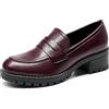 DREAM PAIRS Mocassini Donna Plateau,Bordeaux-Pu,41
