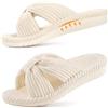 Litfun Pantofole ortopediche da donna, punta aperta, con allacciatura incrociata, beige., 38 EU