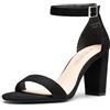 DREAM PAIRS Donna Tacco Sandali Moda Sandalo con Fibbie e Cinghie Estate,Size 39,Camoscio-Nero,SDHS2434W-E