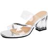 Bviennic Donna Mules Tacco Alto a Blocco Moda Punta Aperta Senza Chiusura Festa Sandals 1046 Argento Numero 36.5 Eu/37Cn