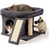 Relaxdays tiragraffi con cuccia, pedana e piattaforma, grigio scuro | nicchia morbida, 38,5x54x45 cm, sisal