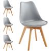 Shally Dogan Set 4 Sedie per Sala da Pranzo con Piedi in Legno e Seduta con Morbida Imbottitura, Sedia Design Nordico, Poltrona Stile Scandinavo Ideale per Cameretta, Cucina, Ufficio (Grigio)