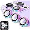 Zeponny Proteggi Obiettivo Fotocamera Compatibile con iPhone 12 Pro Max, Protezione per Fotocamera in Vetro Temperato Diamond, Anelli Metallici Singoli, Accessori per Telefono (Arcobaleno)