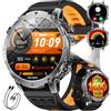 SUNKTA 1400mAh Batteria Smartwatch Uomo, 1.7'' Militare Smartwatch con Chiamata Bluetooth,100+ Modalità Sportive,IP68 Orologio Fitness,Cardiofrequenzimetro/Sonno,Torcia LED Orologio per Android iOS,GrigioBlu
