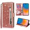 FERLAN Custodia per Samsung Galaxy A24 4G,in Premium pelle brillante con glitter e Slot Schede,Stand Funzione,per Samsung Galaxy A24 4G telefono (Oro rosa)