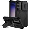 xinyunew custodia per Samsung Galaxy S23 Plus con ring stand magnetico, cover militare antiurto con protezione fotocamera scorrevole compatible with MagSafe ricarica wireless Nero