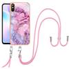 SNCLET Cover con Cordino per Redmi 9A Custodia con Collana Staccabile Regolabile Antiurto TPU Edges PC Back Anti Scratch Custodia Marmo Protettiva Case per Redmi 9A,Marmo Viola