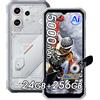 Blackview OSCALMARINE 3 Rugged Smartphone Android 16, 24GB+256GB/2TB Telefono Indistruttibile 4G, Fotocamera AI 16MP, 5000mAh, 6.56 HD+ 90Hz Cellulari Resistente IP68/IP69K,NFC/OTG/GPS/FM/Gemini AI 2.0,Bianco
