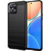 Topme Custodia in Silicone per HONOR X8 (4G) (6.7 Inches), [custodia per Telefono in Stile Spazzolato] - Nero