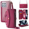 Asuwish Custodia per Xiaomi 14T, con nastro, pellicola protettiva per carte di credito, pieghevole, supporto Mi 14 T T14 5G, a portafoglio, con chiusura lampo, colore: rosso
