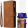Asuwish Custodia per Huawei Mate 20 Lite, con pellicola protettiva e scomparto per carte di credito, pieghevole, in pelle, con chiusura lampo, Hawaii Mate20 20Lite SNE-LX1, colore: marrone