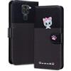 Rnrieyta Miagon per Xiaomi Redmi Note 9 Cover,Custodia Cartone Cane Gatto Carino Portafoglio a Libro in PU Pelle Giuntato Flip Cover con Porta Carte Chiusura Magnetica Case,Grigio