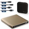 techPulse120 Masterizzatore esterno USB 3.1 USB-C UHD 4k 3D M-DISC Blu-ray DVD CD BDXL HDR10 128GB masterizzatore Burner Superdrive BD Imperator borsa 90 cm cavo alluminio Oro