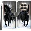 PHINIENLAND Cover per Xiaomi Redmi Note 15 Pro Plus custodia portafoglio Cavallo nero | 3 scomparti carte, 1 tasca banconote, Chiusura magnetica, Supporto, Pelle PU flip cover per Redmi Note 15 Pro+