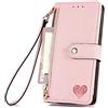 Rnrieyta Miagon Cerniera Portafoglio Custodia per Samsung Galaxy S23 Plus,Magnetica Cuore Cover Protettiva Libro con 7 Porta Carte Flip Caso con Cinturino da Polso