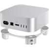 OMOTON Supporto in alluminio per Mac mini M4 e M4 Pro, supporto da tavolo di raffreddamento, comodo accesso al pulsante di accensione, design resistente e robusto, argento