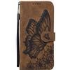 Miagon Portafoglio Custodia per Samsung Galaxy A50,PU Pelle Cover con retrò Farfalla Design Funzione Stand Slot Card Chiusura Magnetica Cordino,Marrone
