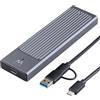Ewent Box Esterno USB-C 3.2 Gen2 per SSD NVMe M.2 fino a 4TB, Custodia in Alluminio, Velocità fino a 10Gbps, Supporto UASP, Compatibile SSD M-Key, Cavi USB-C Inclusi, Portatile e Leggero