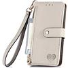 Rnrieyta Miagon Cerniera Portafoglio Custodia per iPhone 12 Mini,Magnetica Cuore Cover Protettiva Libro con 7 Porta Carte Flip Caso con Cinturino da Polso