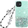 Rnrieyta Miagon Brillantini Cover per iPhone 12 Mini,Bling Glitter Stelle Custodia Case Paraurti Trasparente con Perla Cuore Farfalla Anti-Smarrimento Cordino Fascino