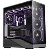 Abysm Gaming Arian Frame A400 - Torre ATX Gaming con telaio inclinato, 4 ventole ARGB PWM, vetro temperato, supporto GPU 420 mm, USB Type-C, raffreddamento liquido 360 mm - scatola PC Gamer nera