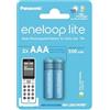eneloop lite, batterie ricaricabili AAA/Micro, confezione da 2, capacità di min. 550 mAh, batterie Ni-MH, pronte all'uso, ricaricabili fino a 3000 volte, confezione senza plastica, lite, blu