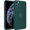 SSASMEU Custodia in silicone morbido traspirante e rinfrescante per iPhone 14, 13, 12, 11 Pro, XS Max, Mini, X, XR, 6S, 8, 7 Plus, ultra sottile, dissipazione del calore, verde scuro, per iPhone 12 Pro.