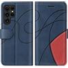 KKEIKO Cover Compatibile con Galaxy S22 Ultra, Custodia in PU Pelle per Samsung Galaxy S22 Ultra, Portafoglio Cover a Libro con Slot per Carte, Blu