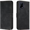 Bravoday Cover per Realme 7 5G / Realme V5 5G / Realme Q2 5G, Flip Custodia in Pelle PU Portafoglio Custodia per Realme 7 5G, con Slot per Schede, Nero
