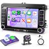 VECHTEL Autoradio per VW Golf 5 6 Passat Jetta Caddy EOS T5 Tiguan Touran CC Polo, 7'' IPS Touch Screen Auto Radio co Carplay Android Auto senza Fili Bluetooth Radio FM/AM/RDS Telecamera Retromarcia