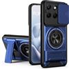Dedux Cover per Motorola Edge 70 Fusion, Finestra Scorrevole. Blu | Supporto ad Anello Girevole 360° Custodia, Supporto Doppio, PC Rigido, TPU in Silicone.
