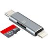 zoyuzan Lettore di schede Micro SD USB C Lightning adattatore per iPhone 17 16 15 14 Pro Max compatibile con Samsung S25 Card Reader Card Reader Card Card Accessori Lettore schede di memoria Trasferimento