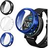 iVoler 3 Pezzi Clear Cover con Pellicola Protettiva per Amazfit Active Max, Copertura Completa Custodia Anti-Graffio Ultra Sottile Morbida TPU Case, Trasparente + Nero + Blu