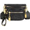 Meliyya Marsupio da donna in pelle PU alla moda marsupio marsupio per telefono trapuntato a reticolo borsa da palestra marsupio, F-multi-tasca, Nero, Taglia unica, Borsa da petto