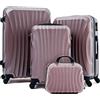 R.Leone Valigia da 1 pezzo Fino a Set 4 Trolley Rigido grande, medio, bagaglio a mano e beauty case 4 ruote in ABS 2037 (Rose Gold, Set 4 XS S M L)