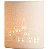 Gilde Lampada decorativa da tavolo, motivo: chiesa, in porcellana bianca, attacco E 14, max 40 Watt, altezza 20 cm