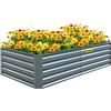 VEVOR Fioriera Rialzata da Giardino Esterno 2032 x 1016 x 470 mm, Design a Fondo Aperto, Grande Aiuola Rialzata per la Coltivazione di Verdure, Fiori, Erbe Aromatiche e Piante Grasse, Grigio
