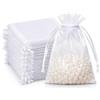 Admygo Sacchetti regalo in organza bianca, 10 × 15 cm, sacchetti in rete trasparente, sacchetti per gioielli, caramelle, sacchetti a rete con coulisse, per bomboniere, Natale, compleanno, anniversario
