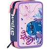SJ GANG STYLE JAM GANG Disney Astuccio Scuola 3 Scomparti, LILO & STITCH- 2CUTE, Multicolore - Portapenne Multi Scomparto Con Matite, Penne e Colori