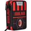 Seven Astuccio Scuola 3 Scomparti, A.C. MILAN Calcio - PATH OF VICTORY, Rosso Nero - Portapenne Multi Scomparto Con Matite, Penne e Colori, Accessori Zaino, Zaino Scuola - Astuccio Bambino Ragazzo