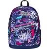Seven Zaino New Fit, Doppio Scomparto, Tasca Porta Borraccia, Scuola e Tempo Libero, Graffiti Mix, Bambine e Ragazze, viola/rosa