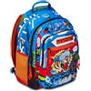 Mitama Zaino Triplo Scomparto Tiger Wild con Tasca frontale, Blu e Nero, Scuola Elementare e Tempo Libero, Bambino Ragazzo